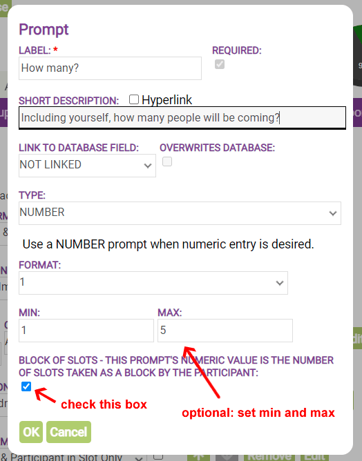 ivolunteer.com number prompt with block of slots options