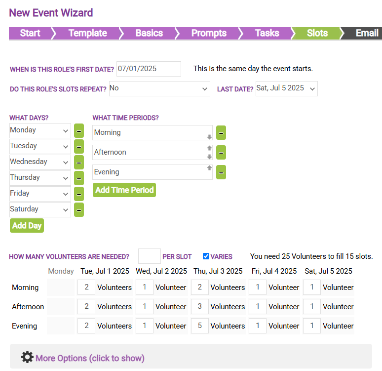 edit volunteer slots