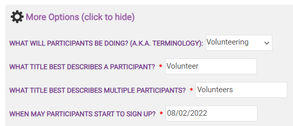 wizard additional options
